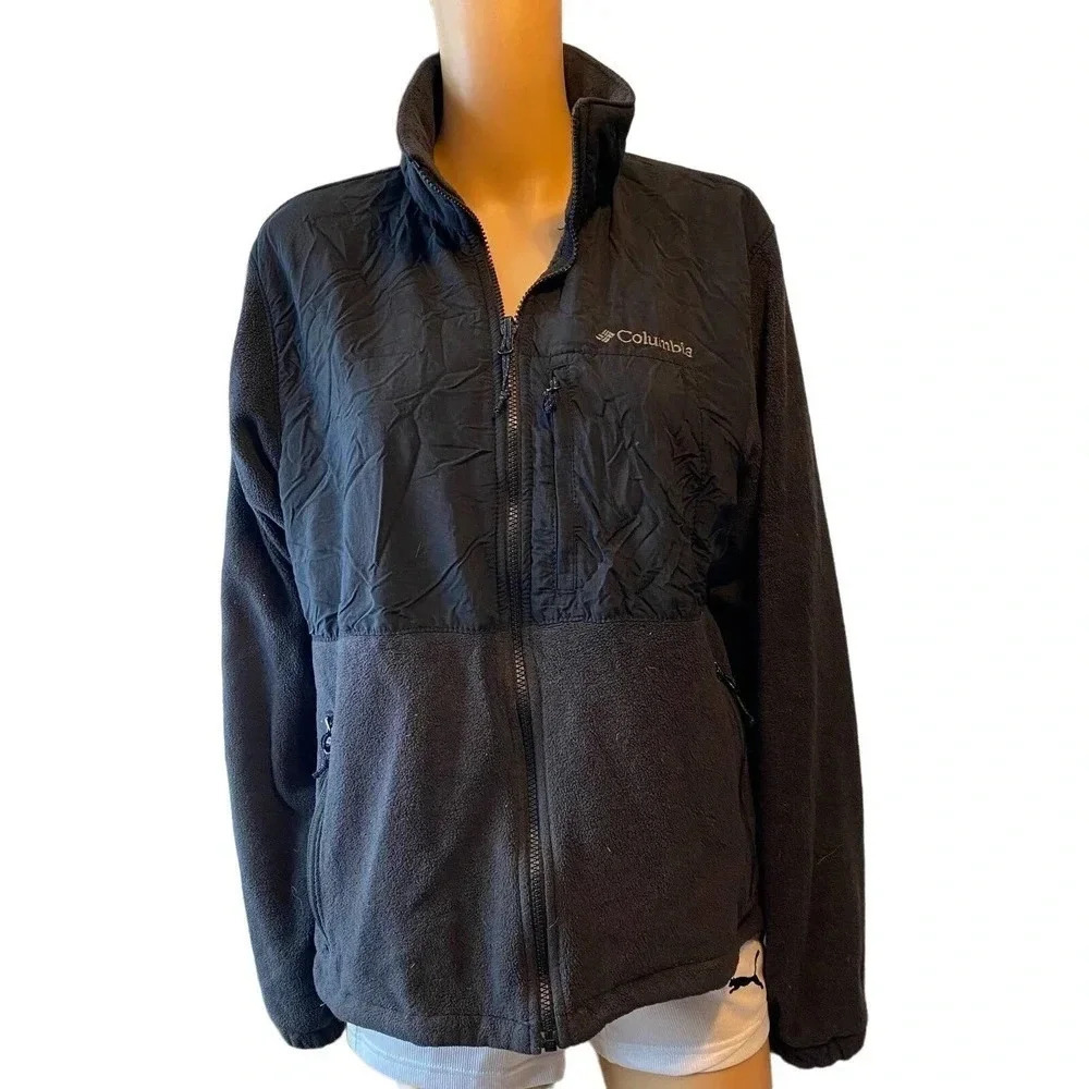 Columbia Interchange Full zip Black Gray women Cozy Jacket Size M/L Pocket